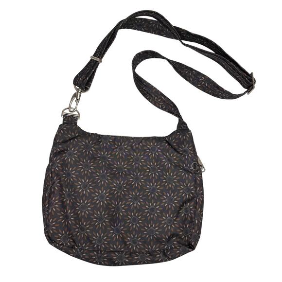 Travelon Anti Theft Crossbody Purse Shoulder Bag Brown Floral Sunburst Travel - Picture 3 of 10
